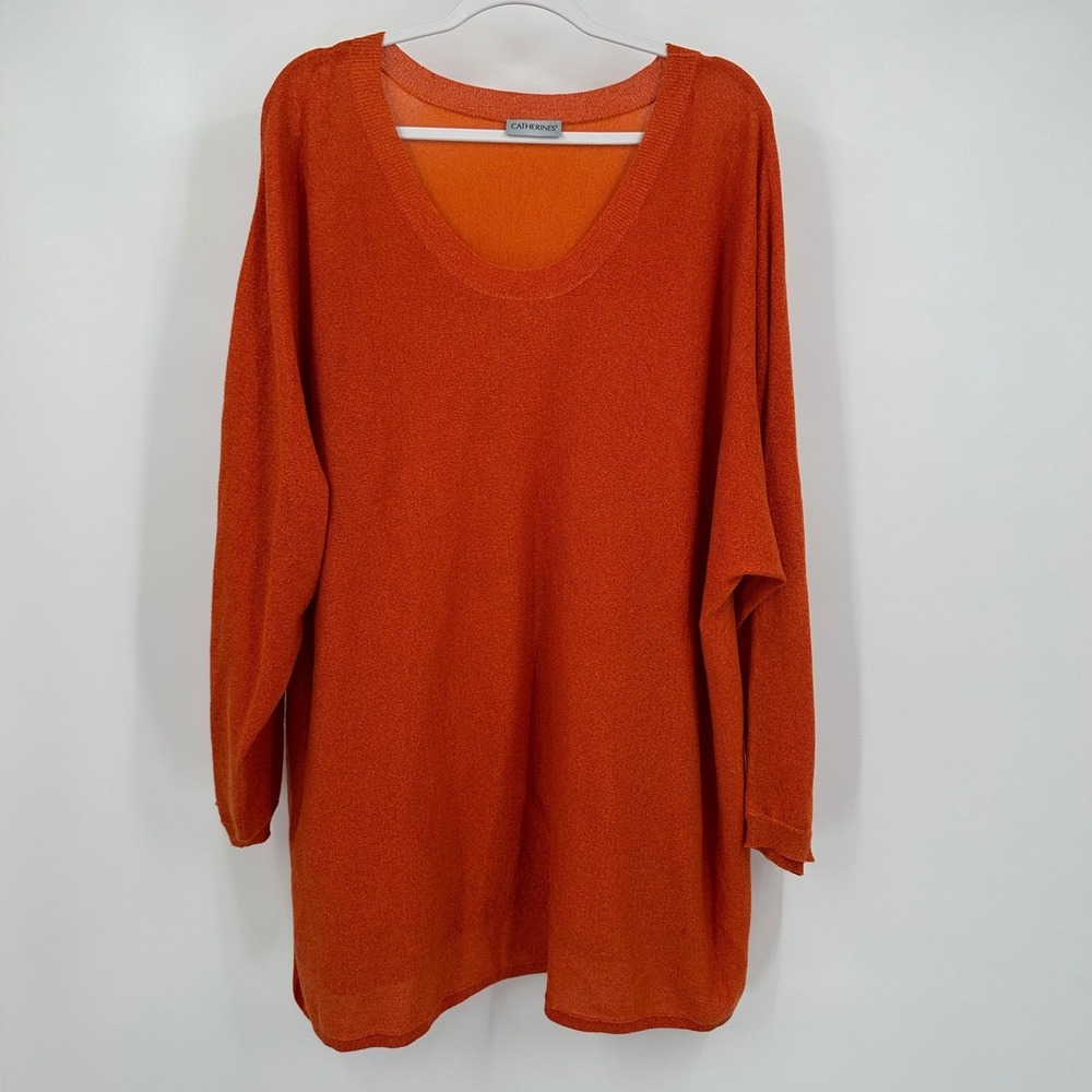 Catherines Womens Bold Metallic Tunic Sweater Size 4X Minimalist Shimmer